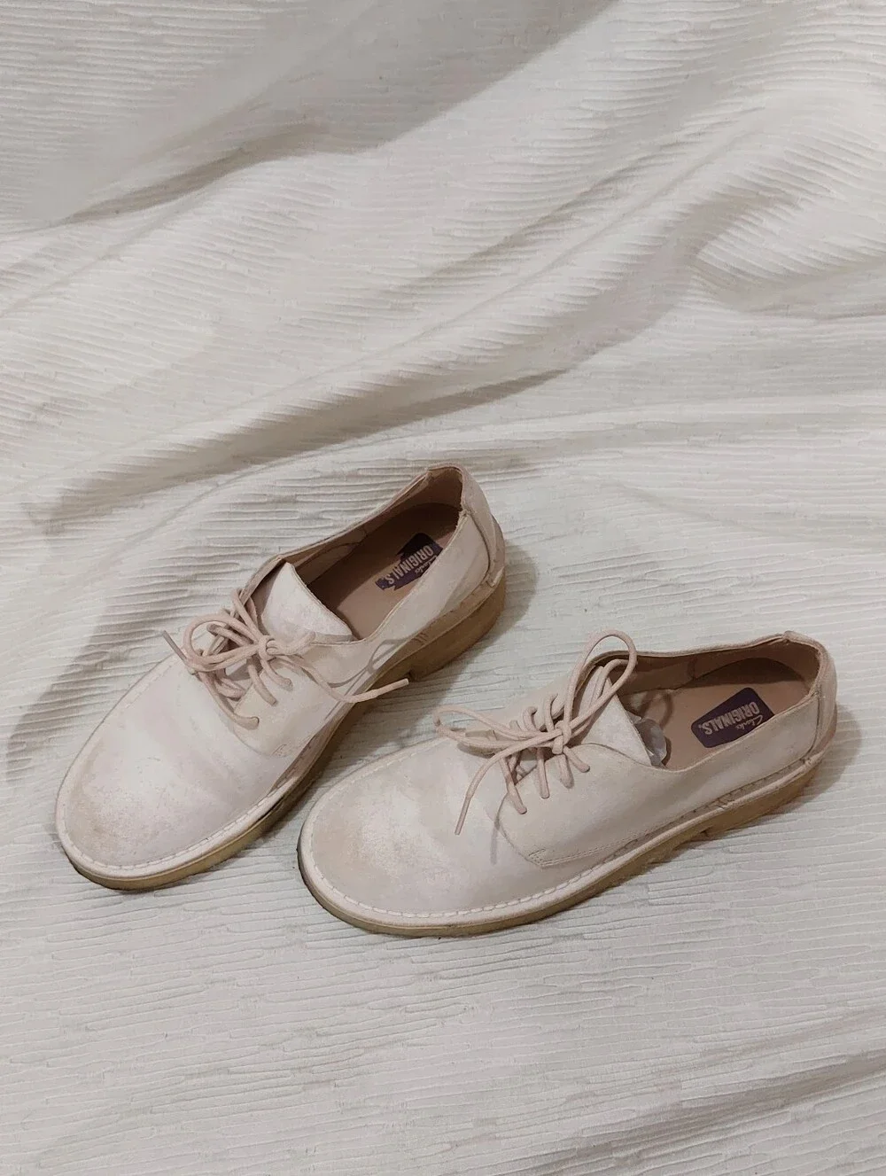Clarks Women's Suede Lace-Up Oxfords in Light Blush Size 9